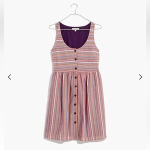 Madewell Scoopneck Tank Dress in Rainbow Stripe 29878